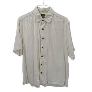 Madison Clothing Co. Mens White Linen/Cotton Blend Button Down Shirt Size L